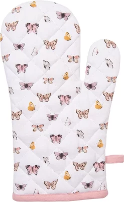 Clayre & Eef Gant De Four 18x30 Cm Beige Rose Katoen Papillons Gant De Four Cadeau Fête Des Mères -Fournitures De Cuisine Boutique 740x1200 1