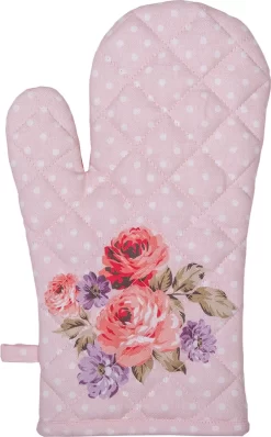 Clayre & Eef Gant De Cuisine 18*30 Cm Rose, Violet Katoen Roses Gant De Cuisine Gants De Cuisine