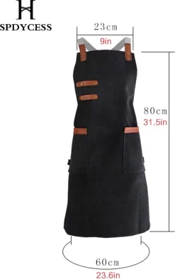Tablier Unisexe En Toile Lavée à Double Poche Vêtements De Travail De Jardin De Cuisine - Vêtements De Café De Restaurant Créatifs -Fournitures De Cuisine Boutique 752x1200 4