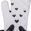 Gant De Cuisine Clayre & Eef 18*30 Cm Wit, Zwart Katoen Oiseaux Gant De Cuisine Gants De Cuisine