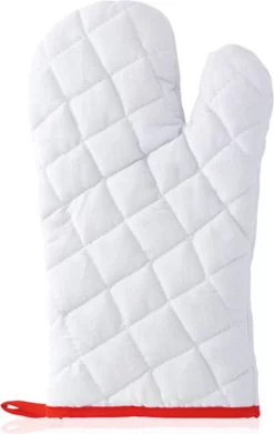Gant De Cuisine / Gant De Cuisine Blanc Avec Bord Rouge De Textiles De Cuisine - Gants De Cuisine - Mitaines De Four / Gants De Cuisine - Textile De Cuisine