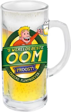 Chope à Bière - Le Meilleur Oncle Du Monde - Rempli D'un Mélange De Bonbons Jaunes Et D'une Tête De Bonbon Blanc - Dans Une Boîte Cadeau Avec Ruban De Couleur