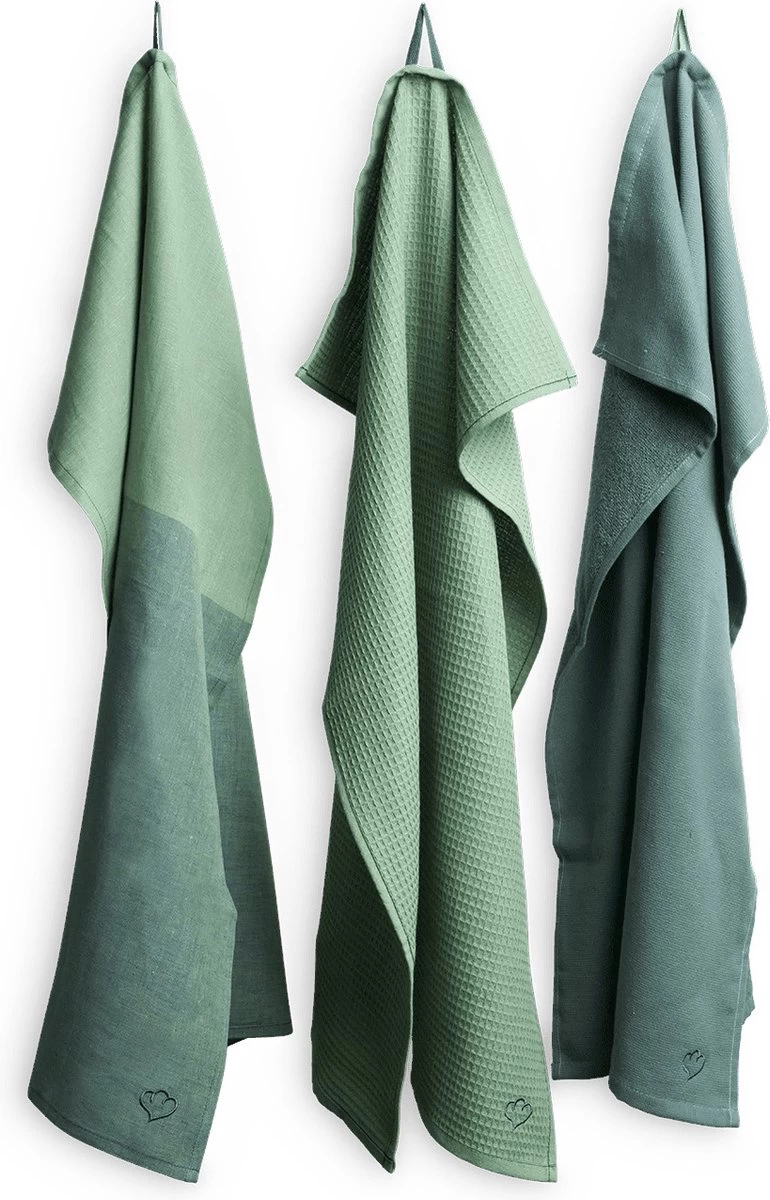 Springlane Set De Torchons 3 Pièces - Coton Et Lin - Torchon, Chiffon à Polir, Serviette à Main Mint 2 Springlane Set De Torchons 3 Pièces - Coton Et Lin - Torchon, Chiffon à Polir, Serviette à Main Mint – Image 2