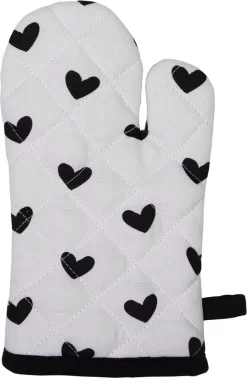 Clayre & Eef Gant De Cuisine Enfant 12*21 Cm Wit, Zwart 100% Katoen Hartjes/Oiseaux Gant De Cuisine Gants De Cuisine -Fournitures De Cuisine Boutique 785x1200 3
