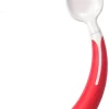 Cuillère De Couverts Personnalisés Pour Droitiers Avec Poignée Incurvée à Droite. Poignée Antidérapante, Rouge.