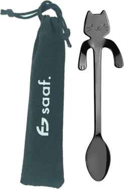 12 Cuillères à Café Hanging Cat - Café Et Thé - Cuillère à Motif De Chat - Cuillère à Café - Acier Inoxydable - Noir -Fournitures De Cuisine Boutique 790x1200