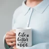 La Life Est Meilleure Avec Une Tasse En Céramique Pour Chien, Tasse Pour Propriétaire De Chien, Une Tasse Souhaitable Pour Vos Proches, Cadeau Pour Amoureux Des Chiens, D015-232W, 11 Oz,