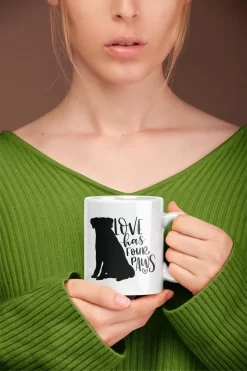 L'amour A Une Tasse En Céramique à Quatre Paws , Une Tasse Cadeau Amusante Pour Les Amoureux Des Chiens, Des Tasses De Qualité De Style Unique Pour Les Propriétaires De Chiens, D015-032W, 11 Oz,