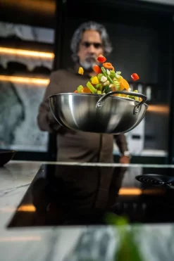 Soenil By ISENVI Combideal : Deux Poêles à Frire & Wok En Céramique Inox - 3 Parties - Poignées Inox -Fournitures De Cuisine Boutique 799x1200