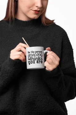 Soyez La Personne Que Votre Chien Pense Que Vous êtes Une Tasse En Céramique, Une Tasse De Propriétaires De Chiens, Un Cadeau D'amis, Un Cadeau Pour Les Amoureux Des Chiens, D015-176W, 11 Oz,