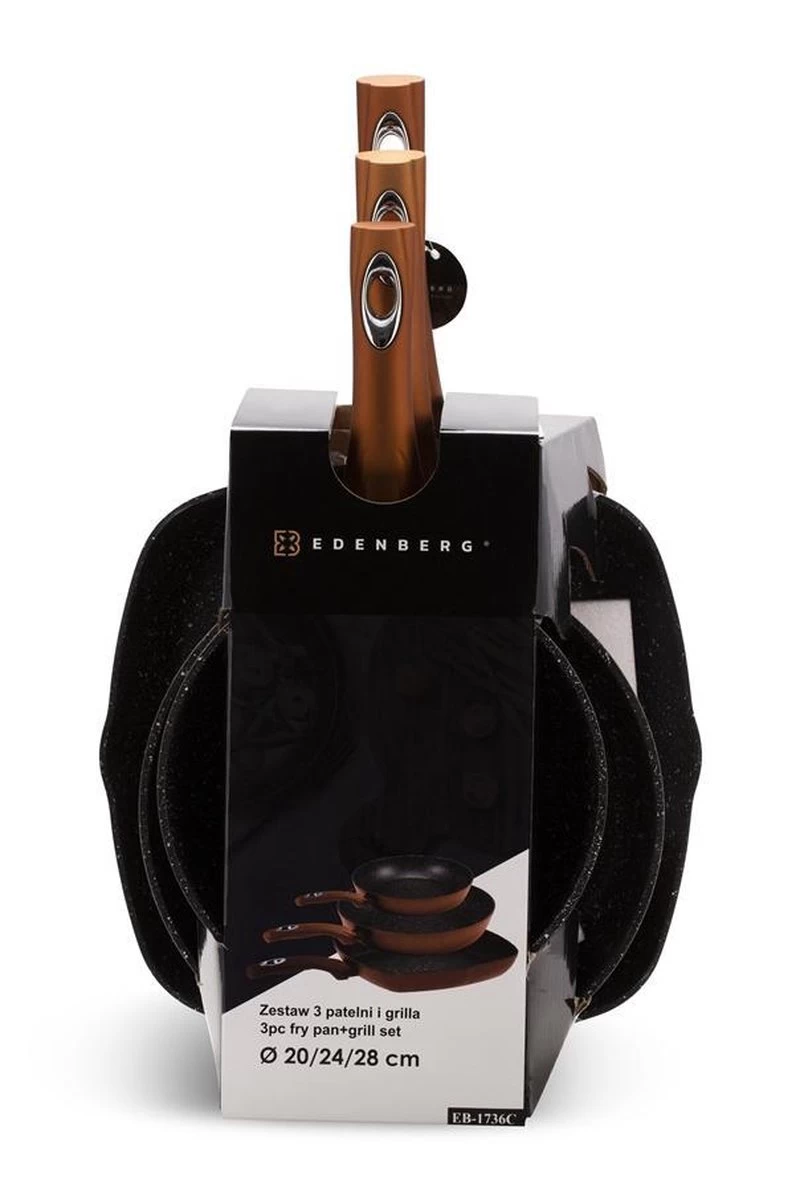 Edënbërg Copper Line - Casseroles De Luxe - Set - 2 X Poêle à Frire Haute + Poêle à Griller - Revêtement Antiadhésif 3 Couches 4 Edënbërg Copper Line - Casseroles De Luxe - Set - 2 X Poêle à Frire Haute + Poêle à Griller - Revêtement Antiadhésif 3 Couches – Image 4