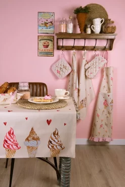 Clayre & Eef Gant De Four Enfant 12*21 Cm Beige Rose Katoen Glaces Gant De Four Mère Fille Textile De Cuisine -Fournitures De Cuisine Boutique 801x1200 16