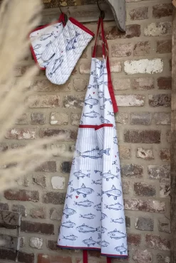 Clayre & Eef Gant De Four 18x30 Cm Wit Blauw Katoen Pêche Four Gant Cadeau Pour Elle -Fournitures De Cuisine Boutique 801x1200 28