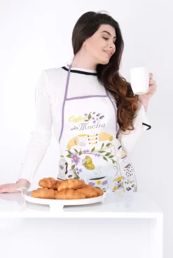 Tablier De Cuisine En PVC Tavas | Tablier De Cuisine | Tablier De Cuisine Dames | Tablier De Cuisine Pour Femme| Coton | Dos Imperméable | 50*70| Wit- Vert | L' Heure Du Café -Fournitures De Cuisine Boutique 804x1200 3