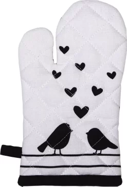 Clayre & Eef Gant De Cuisine Enfant 12*21 Cm Wit, Zwart 100% Katoen Hartjes/Oiseaux Gant De Cuisine Gants De Cuisine -Fournitures De Cuisine Boutique 813x1200 2