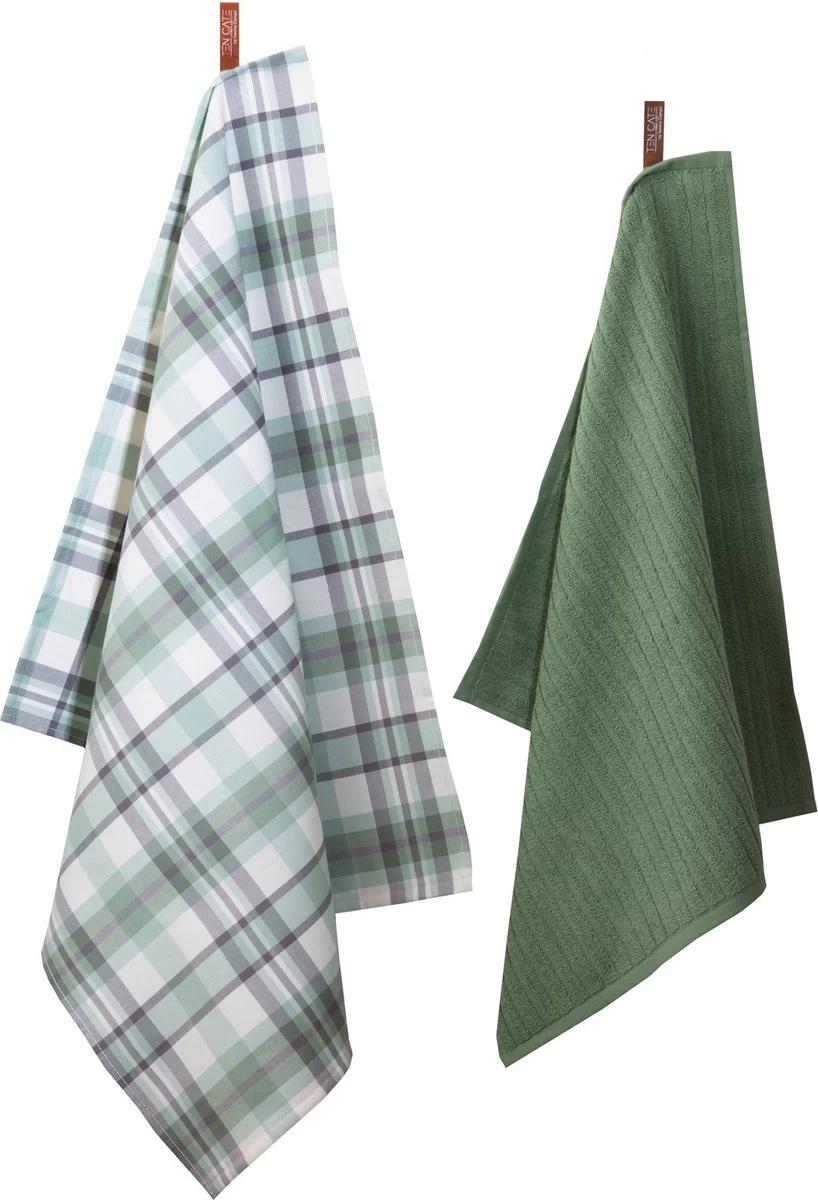 Ten Cate Set De Torchons De Cuisine Katoen - 2 Pièces - 1x Torchon 50x50 - 1x Torchon 60x65 - Vert Clair 2 Ten Cate Set De Torchons De Cuisine Katoen - 2 Pièces - 1x Torchon 50x50 - 1x Torchon 60x65 - Vert Clair – Image 2
