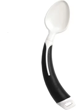 Cuillère à Couverts Pour Gauchers Et Adaptés Avec Poignée Courbée à Gauche. Poignée Antidérapante, Noire.
