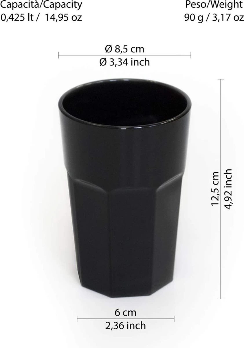 Set Design Lot De 6 Gobelets En Verre Ou Long Drink En Plastique, 14,95 Oz, 4,91 Pouces De Haut, Incassables, Octogonaux, Empilables Et Lavables Au Lave-vaisselle 3 Set Design Lot De 6 Gobelets En Verre Ou Long Drink En Plastique, 14,95 Oz, 4,91 Pouces De Haut, Incassables, Octogonaux, Empilables Et Lavables Au Lave-vaisselle – Image 3