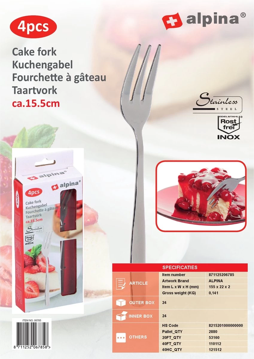 Alpina 20x Pièces De Fourchettes à Gâteau / Fourchettes à Pâtisserie En Acier Inoxydable De 15 Cm - Passe Au Lave-vaisselle 4 Alpina 20x Pièces De Fourchettes à Gâteau / Fourchettes à Pâtisserie En Acier Inoxydable De 15 Cm - Passe Au Lave-vaisselle – Image 4