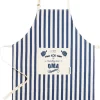 Mijncadeautje - Tablier Cadeau - Tablier Texte - Tablier De Cuisine - 100% Coton Bio - Rayé Bleu - 90 X 68 Cm - Le Meilleur Cuisinier Se Trouve être Cette Grand-mère