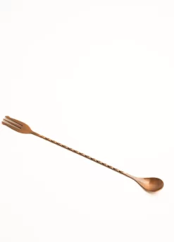 Cuillère De Bar - Fourchette - 30cm - Cuivre Foncé - Cuillère à Mélanger - Cuillère à Cocktail - Cuillère à Café - Agitateur à Cocktail - Cuillère à Cocktail Cocktail - Cadeau