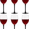 Verre à Vin Libbey Contro - 330 Ml / 33 Cl - 6 Pièces - Pied Noir - Passe Au Lave-vaisselle - Haute Qualité
