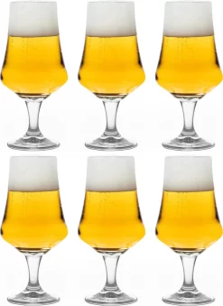 Verre à Bière Libbey Arôme - 500 Ml / 50 Cl - Set De 6 - A Pied - Passe Au Lave-vaisselle - Haute Qualité - Verre Tulipe - Verre à Pils