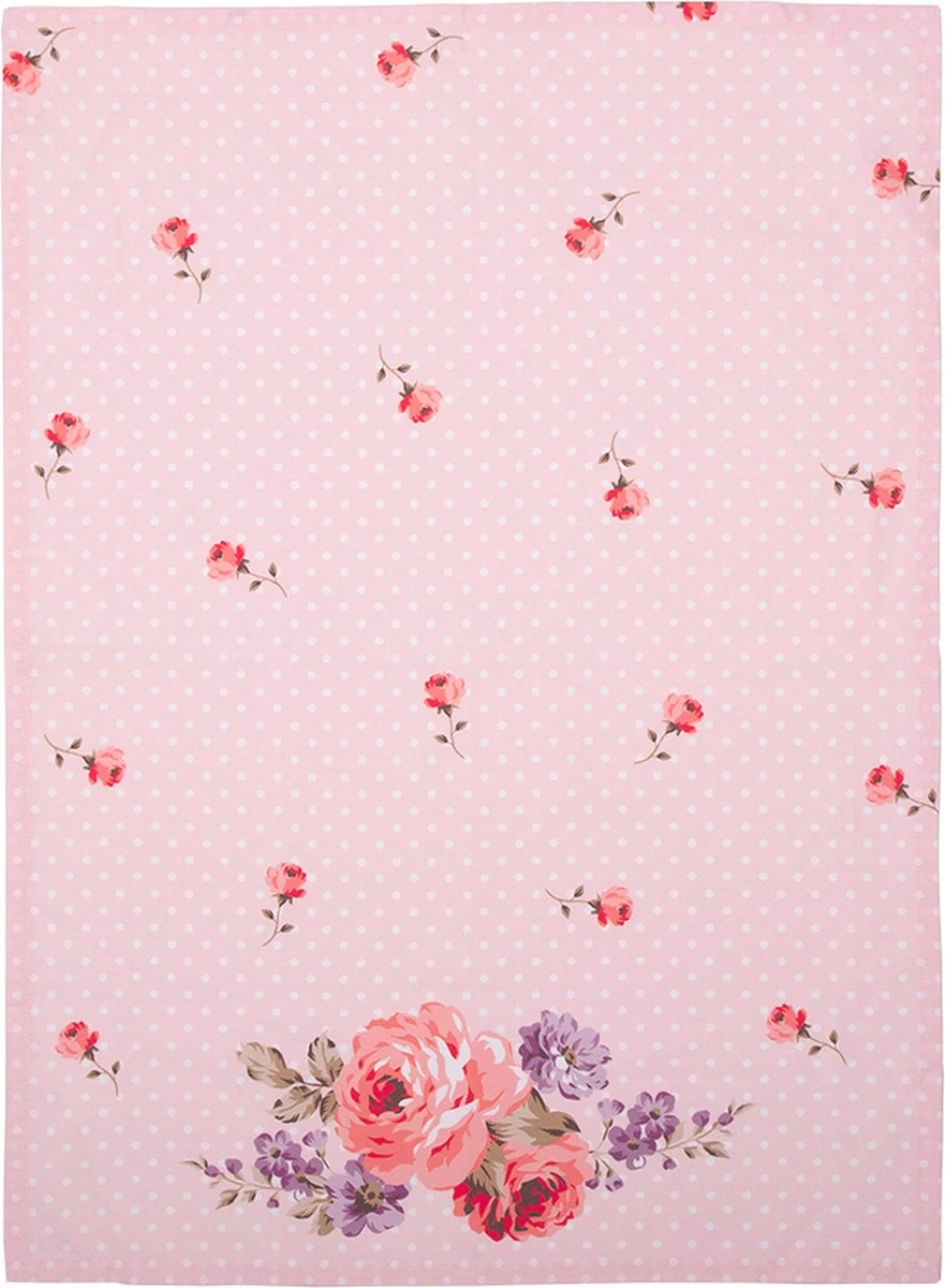 Clayre & Eef Torchon 50*70 Cm Rouge, Violet, Wit Katoen Rectangle Roses Torchon Torchon Torchon Vaisselle 2 Clayre & Eef Torchon 50*70 Cm Rouge, Violet, Wit Katoen Rectangle Roses Torchon Torchon Torchon Vaisselle – Image 2