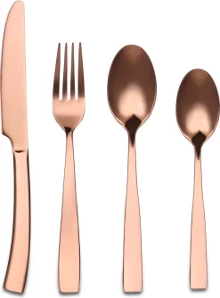 Ménagère - Couverts Or Rose -24 Pièces-Qualité Suisse- Set Complet -100% Acier Inoxydable- Or Rose 24k - Or Rose 24K
