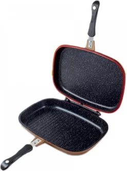 Poêle à Griller Double Homevero - Revêtement En Marbre Avec Revêtement Antiadhésif - 36x25cm - Poêle à Griller Réversible - Poêle à Griller Double