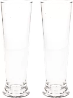 2x Verre à Bière Incassable Sur Pied Plastique Transparent 30 Cl/300 Ml - Verres à Bière Incassables
