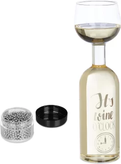 Bouteille De Vin Relaxdays Avec Verre - Y Compris Les Perles De Nettoyage - Verre à Vin Xxl - Dicton Drôle