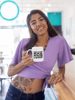 Tasse En Céramique D'amant De Chien Certifié, Cadeau Drôle Pour Le Propriétaire De Chien, Tasse Avec La Patte Mignonne, Style Unique Pour L'amant De Chien, D015-084W, 11oz,