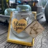 Paquet Cadeau; Water- Verre à Vin Coeur Je T'aime ... / Porte-clés En Bois Always / Amour / Saint Valentin / Amitié / Fête Des Pères / Fête Des Mères / Anniversaire / Cadeau