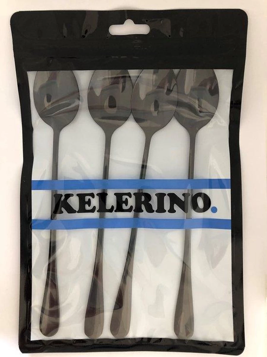 KELERINO. Cuillères à Latte Macchiato - Cuillères à Yogourt, à Dessert Ou à Café En Acier Inoxydable - 6 Pièces - Noir 3 KELERINO. Cuillères à Latte Macchiato - Cuillères à Yogourt, à Dessert Ou à Café En Acier Inoxydable - 6 Pièces - Noir – Image 3