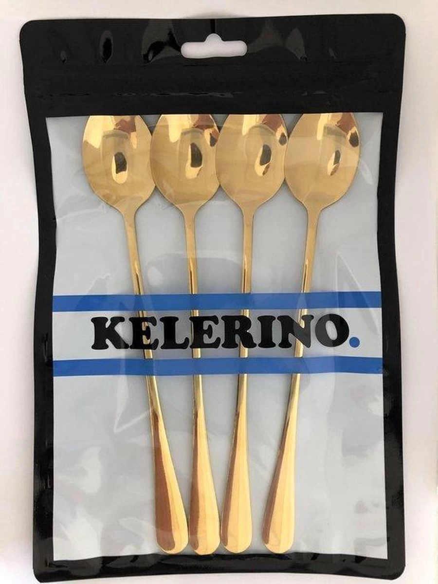 KELERINO. Cuillères à Latte Macchiato - Cuillères à Yogourt, à Dessert Ou à Café En Acier Inoxydable - 6 Pièces - Or 3 KELERINO. Cuillères à Latte Macchiato - Cuillères à Yogourt, à Dessert Ou à Café En Acier Inoxydable - 6 Pièces - Or – Image 3