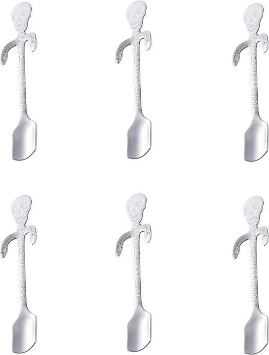6 Cuillères à Café Squelette - Cuillère à Café En Acier Inoxydable - Cuillère à Thé Et à Café - Argent 1 6 Cuillères à Café Squelette - Cuillère à Café En Acier Inoxydable - Cuillère à Thé Et à Café - Argent