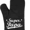 Gant De BBQ Super Papa/ Mitaine De Barbecue Homme Noir - Cadeau Papa/ Vaderdag / Cadeau D'anniversaire Pour Lui