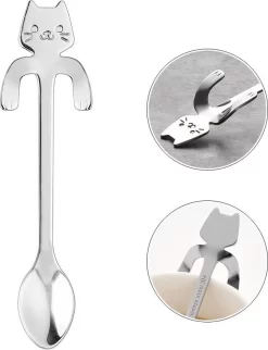 Café Ou Cuillère En Acier Inoxydable Avec Tête De Chat à Accrocher à La Tasse, Polie Des Deux Côtés 4 Cuillères 17 Café Ou Cuillère En Acier Inoxydable Avec Tête De Chat à Accrocher à La Tasse, Polie Des Deux Côtés 4 Cuillères -Fournitures De Cuisine Boutique 921x1200