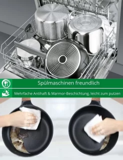 Clifter Casserole / Low Pan / Plat De Service - Revêtement En Marbre - Avec Poignées Amovibles En Silicone - Acier Inoxydable - 28cm -Fournitures De Cuisine Boutique 925x1200