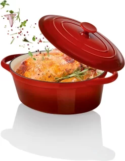 Cocotte En Fonte ERNESTO - Capacité : 4 L - Idéale Pour Des Rôtis Croustillants - Cocotte - Passe Au Four Jusqu'à 240 °C Et Tous Feux Dont Induction -Fournitures De Cuisine Boutique 932x1200