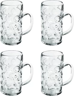 4x Pour Verres à Chopes à Bière/ Bière Demi-litre / 50 Cl / 500 Ml De Plastique Incassable - Pichets De 0, 5 Litres - Mug Beer Party / Oktoberfest - Verre Bierpul - Verre Consigné