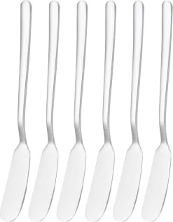 House Of Husk™ - Set De Couteaux à Beurre - Argent - Acier Inoxydable - Couteau à Beurre - Couteaux à Tartiner - 6 Pièces