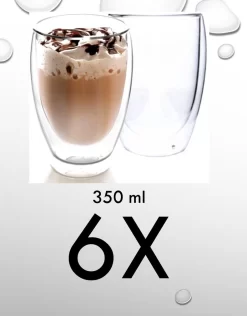 Verres à Double Paroi - Set De 6 Pièces - 350 Ml - Verre Thermique - Verres à Café - Verres à Thé - Boissons Chaudes Et Froides - Coffret Cadeau