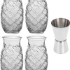 4x Verres à Verres à Cocktail Transparents 505 Ml Pina Colada - Avec Gobelet Doseur / Bar Taille 2-en-1 15/30 Ml