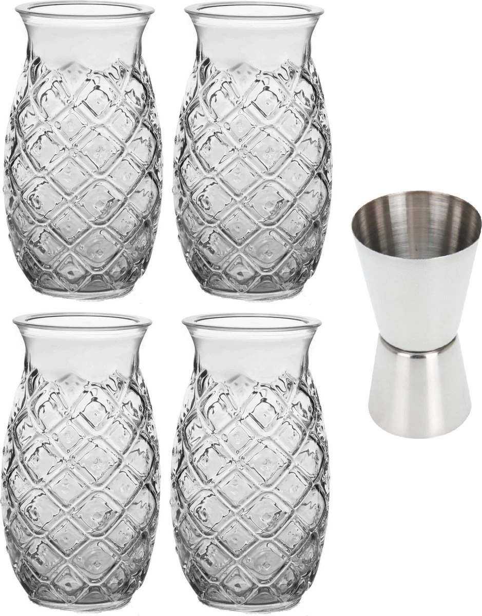 4x Verres à Verres à Cocktail Transparents 505 Ml Pina Colada - Avec Gobelet Doseur / Bar Taille 2-en-1 15/30 Ml 1 4x Verres à Verres à Cocktail Transparents 505 Ml Pina Colada - Avec Gobelet Doseur / Bar Taille 2-en-1 15/30 Ml
