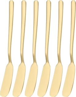 House Of Husk™ - Set De Couteaux à Beurre - Or - Acier Inoxydable - Couteau à Beurre - Couteaux à Tartiner - 6 Pièces