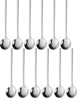 Ensemble De Cuillères à Café House Of Set - 13 Centimètres - Argent - Cuillère à Café - Design Rond - Acier Inoxydable - 12 Pièces