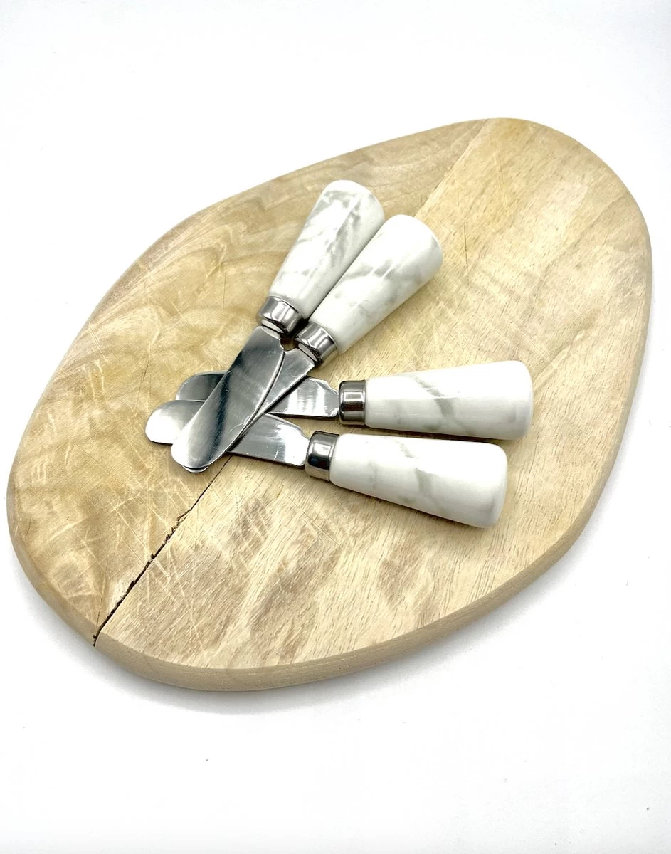 Couteau à Beurre 4 Pièces - Couteaux Pour Le Snack - Couteaux à Tapas - Couteaux à Tartiner - Couverts à Boire - 12 Cm - Manche Design En Marbre - Argent - Eetsmaakvol.nl 2 Couteau à Beurre 4 Pièces - Couteaux Pour Le Snack - Couteaux à Tapas - Couteaux à Tartiner - Couverts à Boire - 12 Cm - Manche Design En Marbre - Argent - Eetsmaakvol.nl – Image 2