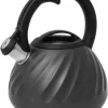 Bouilloire à Sifflet Meyerhoff En Acier Inoxydable Gris Mat 2,7 Litres - Convient à Toutes Les Sources De Chaleur, Y Compris L'induction - Motif Rotatif - Design Unique - Poignée Froide